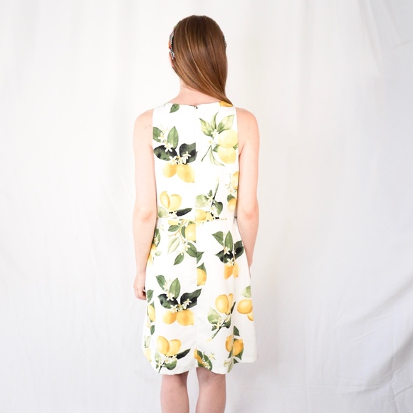 ADRIANNA PAPELL Lemon Print A-Line Dress NWT 0979 - Picture 6 of 8